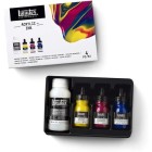 Materiais Belas Artes - Conjunto de tintas acrílicas Liquitex, 3 cores 30 ml. + Pouring medium 118 ml. | totenart.com