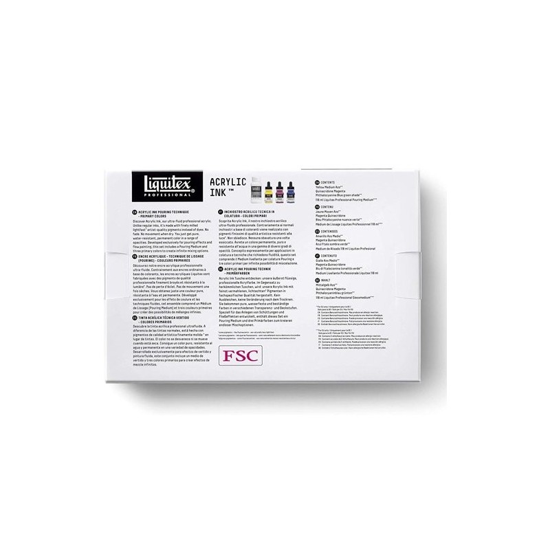 Materiais Belas Artes - Conjunto de tintas acrílicas Liquitex, 3 cores 30 ml. + Pouring medium 118 ml. | totenart.com