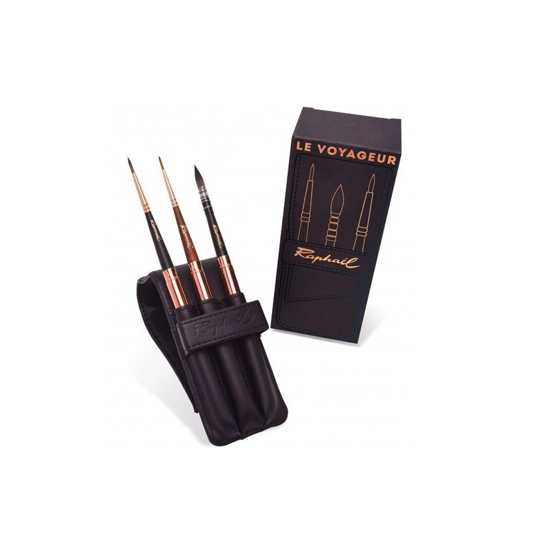 Materiais Belas Artes - Bolsa com 3 escovas de viagem Raphael\n | totenart.com