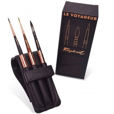 Materiais Belas Artes - Bolsa com 3 escovas de viagem Raphael\n | totenart.com