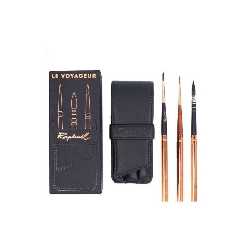 Materiais Belas Artes - Bolsa com 3 escovas de viagem Raphael\n | totenart.com