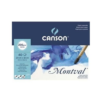 Materiais Belas Artes - Aquarela Canson Montval 200 gr, 24x32, G. Fino, Block 40 f. | totenart.com