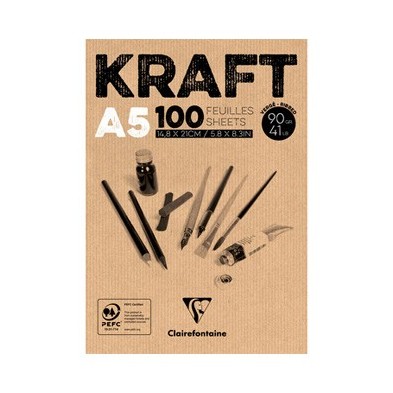 Materiais Belas Artes - Bloco de Papel A5, 90 gr. 100 h. Cor Marron Clairefontaine | totenart.com