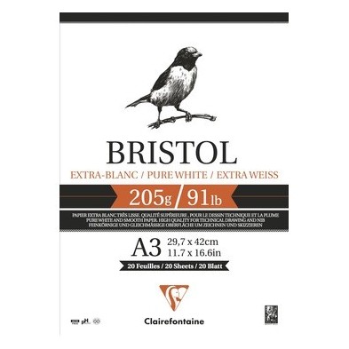 Materiais Belas Artes - Bloco Bristol Branco Extra A3, 205 gr., 20 h. Clairefontaine | totenart.com