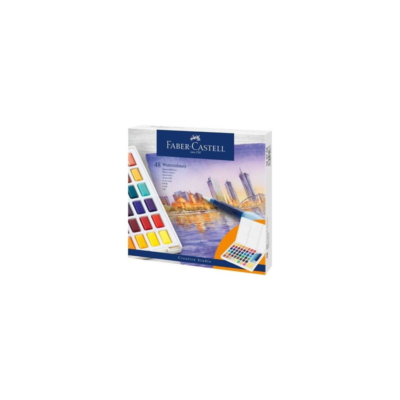 Materiais Belas Artes - Caixa 48 aquarelas Faber-Castell e pincel | totenart.com