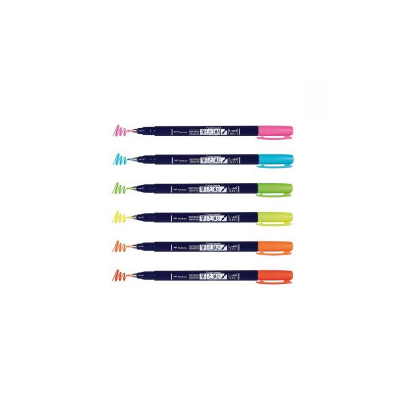 Materiais Belas Artes - Marcador Tombow, Set de 6 Cores Néon | totenart.com
