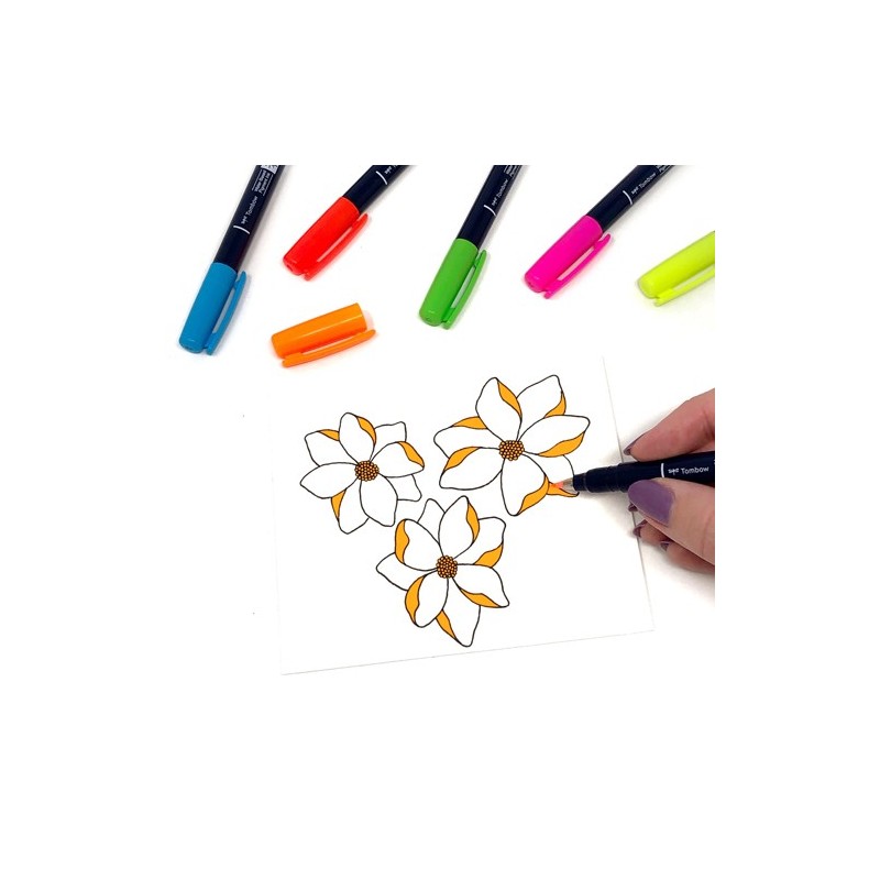 Materiais Belas Artes - Marcador Tombow, Set de 6 Cores Néon | totenart.com
