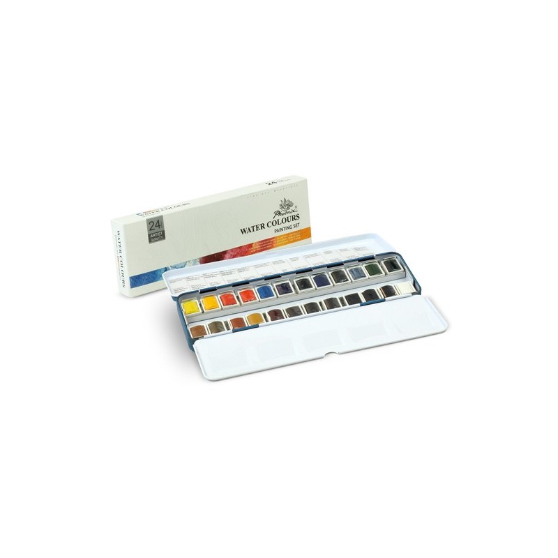 Materiais Belas Artes - Caixa metalica 24 Aquarela Phoenix 1/2 godets | totenart.com