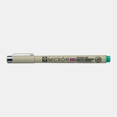 Materiais Belas Artes - Marcador Pigma Micron Sakura 005, 0.20 mm. Verde N. 29 | totenart.com