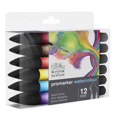 \nMateriais Belas Artes - Set 12 Marcadores aquarela Promarker Winsor & Newton, tons básicos | totenart.com