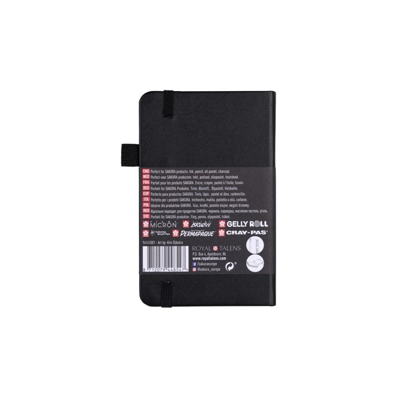 Materiais Belas Artes - Bloco Sakura folhas pretas, 9x14, banda elastica, 80 f, 140 gr.   | totenart.com