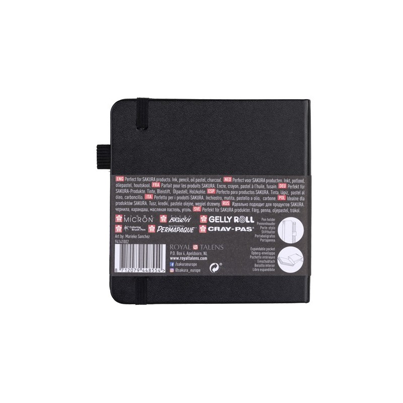 Materiais Belas Artes - Bloco Sakura folhas pretas, 12x12, banda elastica, 80 f, 140 gr.   | totenart.com