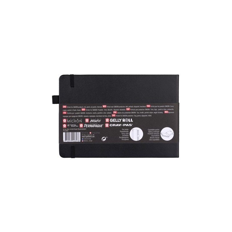 Materiais Belas Artes - Bloco Sakura folhas pretas, 21x14,8, banda elastica, 80 f, 140 gr.   | totenart.com