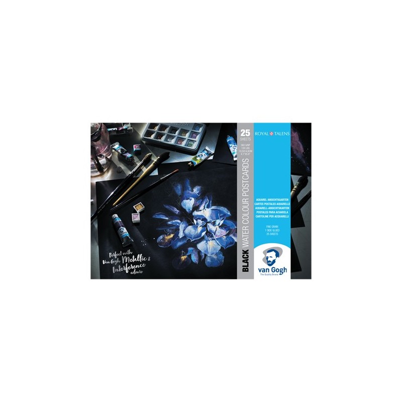 Materiais Belas Artes - Bloco Postal Papel Aquarela Preto Van Gogh 360 g, 10,5x14,8, 25 folhas, grão fino | totenart.com