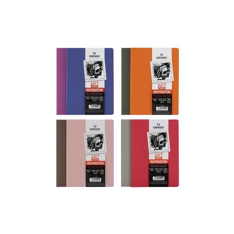 Materiais Belas Artes - Block Art Book Inspiration Canson, 14.8x21 cm, 96 gr, 30 f., (Set 2 blocks) | totenart.com