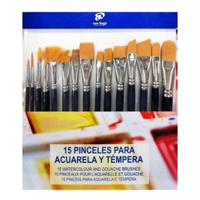 \nMateriais Belas Artes - Conjunto 15 pincéis curtos para aquarela e tempera, Van Gogh | totenart.com\n
