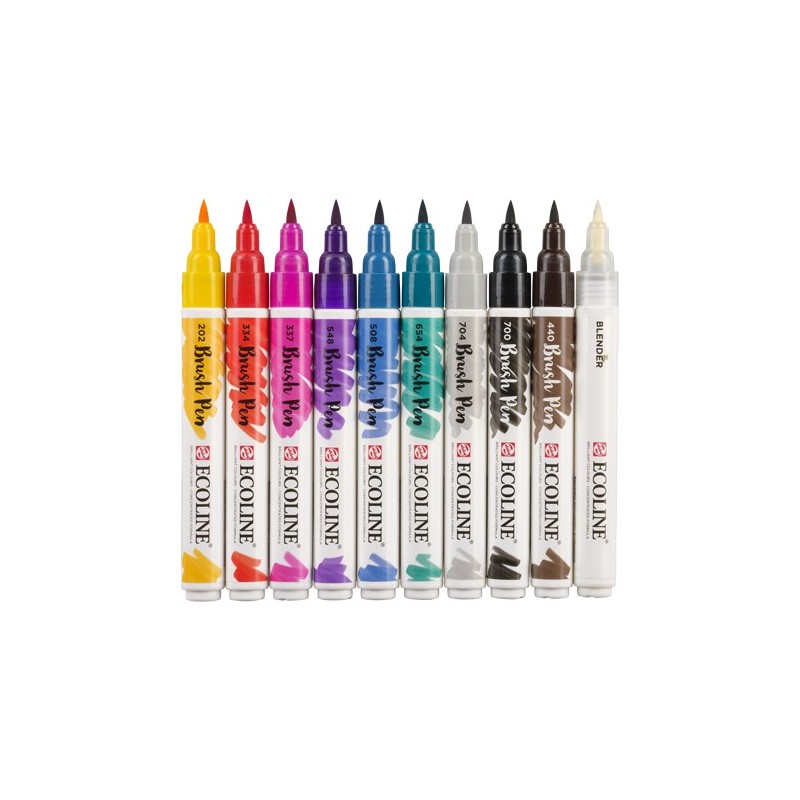 Materiais Belas Artes - Set Marcador Aquarela Ecoline Brush Pen 10 ud LETTERING | totenart.com