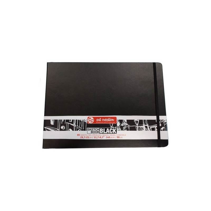 Materiais Belas Artes - Bloco ArtCreation folhas pretas, 29,7x21, banda elastica, 80 f, 140 gr.   | totenart.com