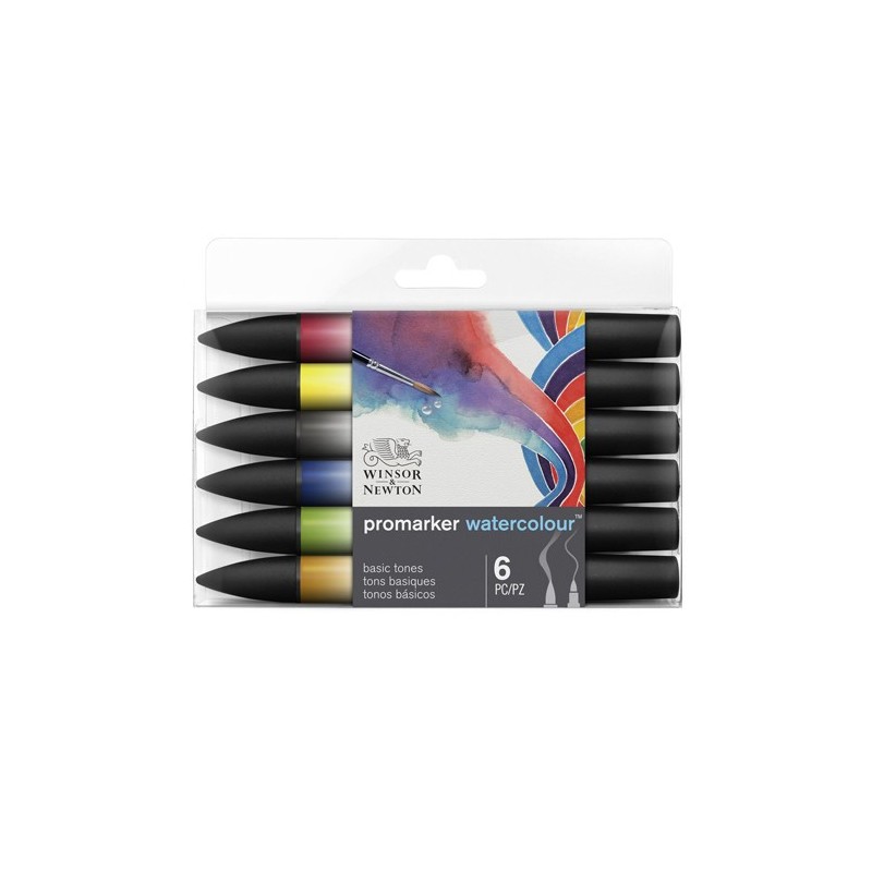 \nMateriais Belas Artes - Set 6 Marcadores aquarela Promarker Winsor & Newton, tons básicos | totenart.com