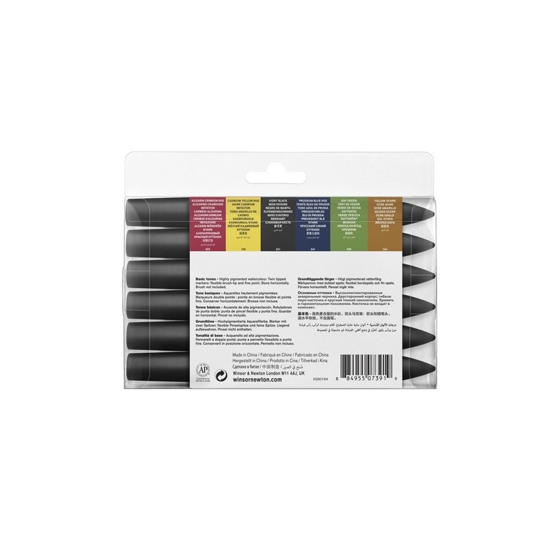 \nMateriais Belas Artes - Set 6 Marcadores aquarela Promarker Winsor & Newton, tons básicos | totenart.com