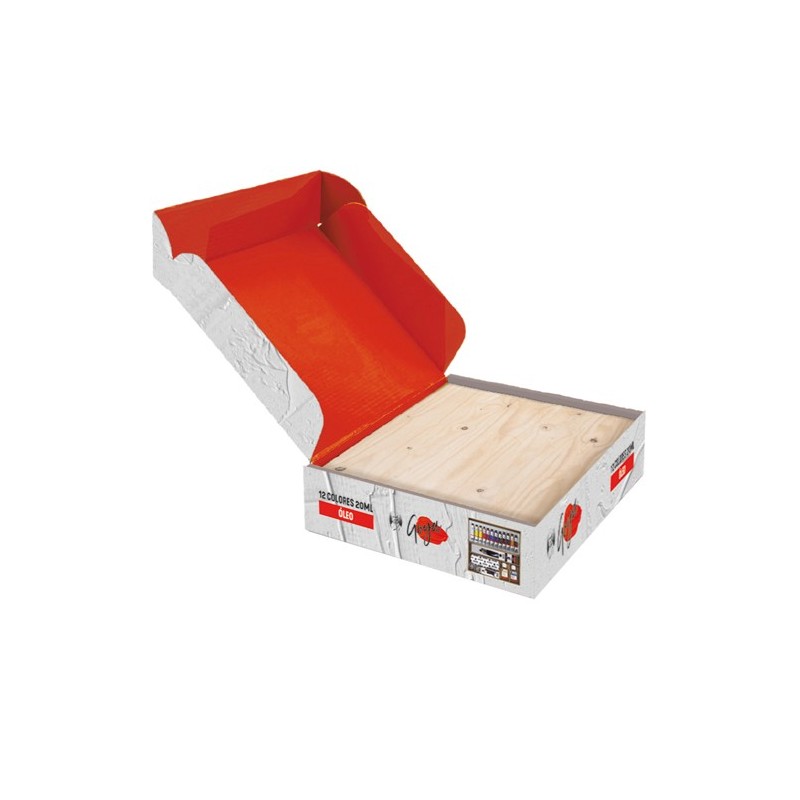 Oleo Titan Extrafino, caixa de madeira, 10 cores 40 ml.