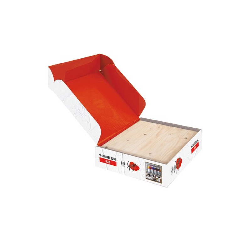 Oleo Titan Extrafino, caixa de madeira, 10 cores 40 ml.