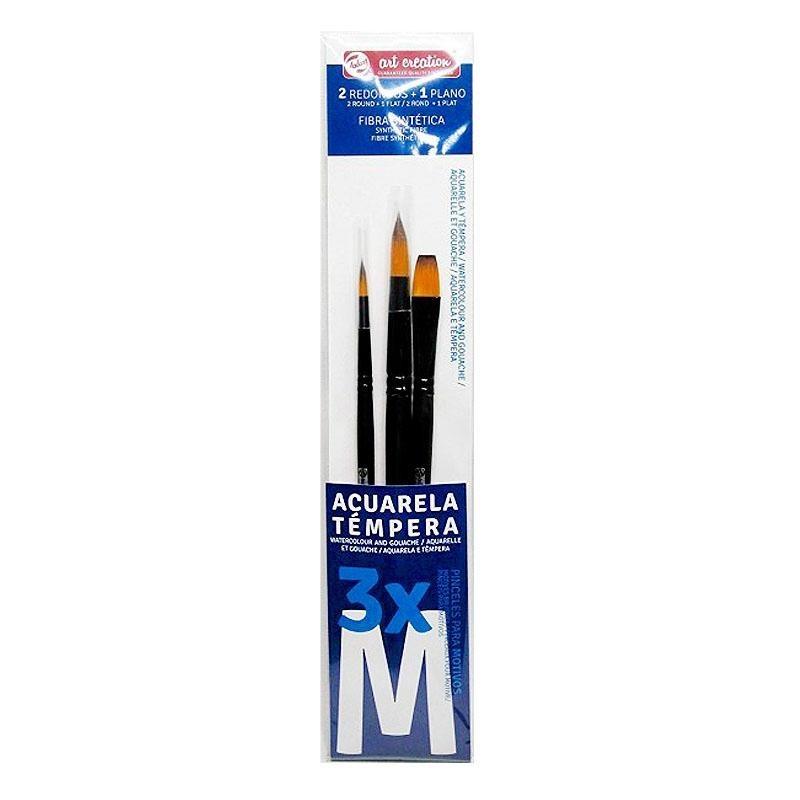 Materiais Belas Artes - Conjunto 3 Pincéis Aguarela-Têmperas M, Art Creation | totenart.com