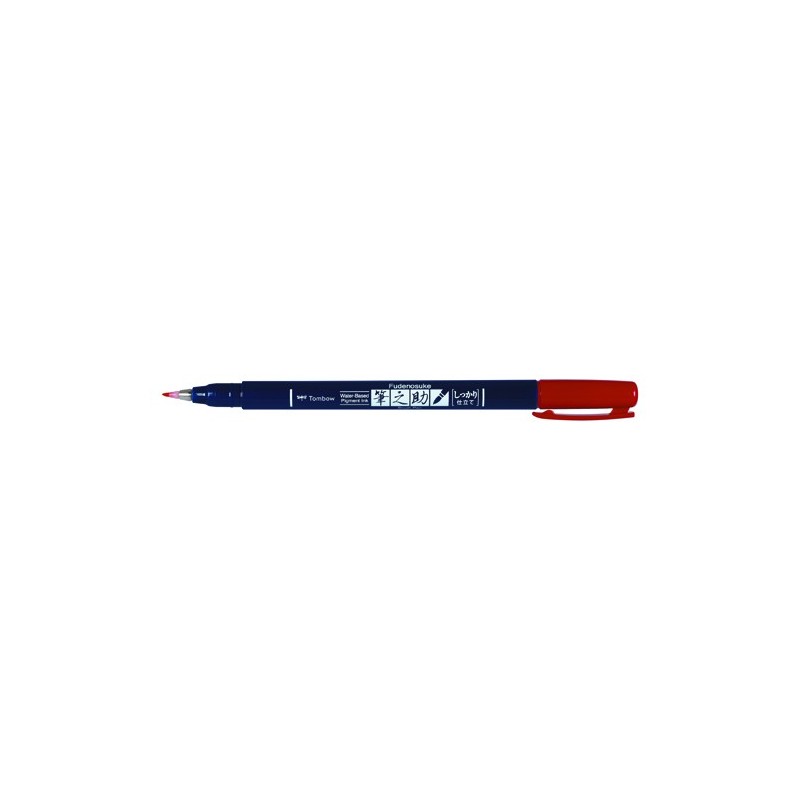 Materiais Belas Artes - Marcador Tombow Fudenosuke, ponta elástica dura, à base de água, vermelho | totenart.com