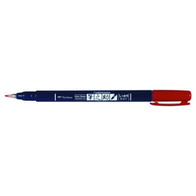 Materiais Belas Artes - Marcador Tombow Fudenosuke, ponta elástica dura, à base de água, vermelho | totenart.com