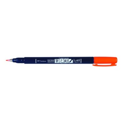 Materiais Belas Artes - Marcador Tombow Fudenosuke, ponta elástica dura, à base de água, laranja | totenart.com