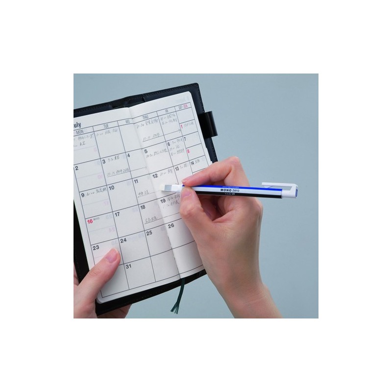 Materiais Belas Artes - Tombow MONO ZERO Borracha de precisão, ponta retangular 2,5 x 5 mm. branco/azul/preto | totenart.com