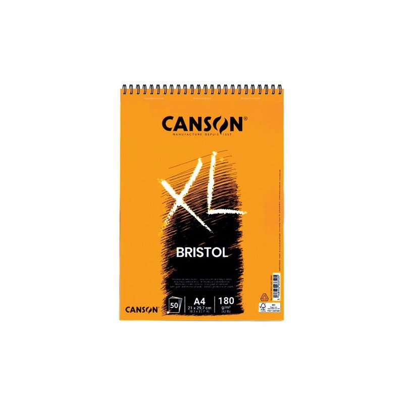 Materiais Belas Artes - Bloco Canson XL de Ilustração Bristol, 50 folhas, 180 g, A4 (anéis) | totenart.com