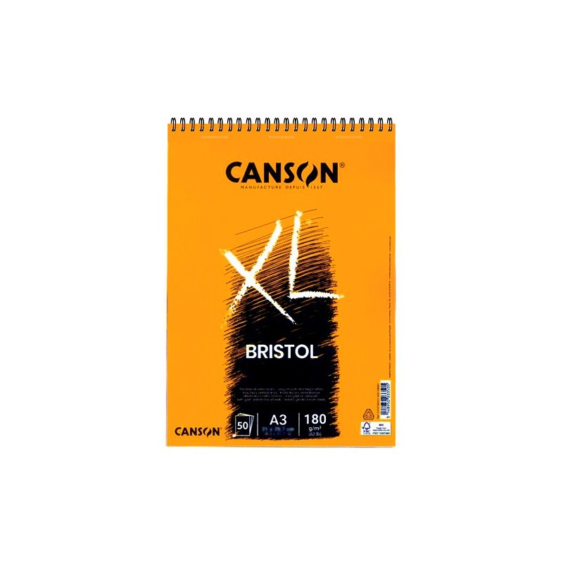 Materiais Belas Artes - Bloco Canson XL de Ilustração Bristol, 50 folhas, 180 g, A3 (anéis) | totenart.com