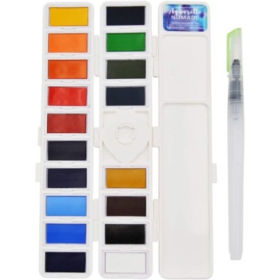 Materiais Belas Artes - Caixa Nomad Watercolors, 18 cores, ART & GO | totenart.com