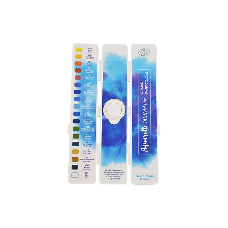 Materiais Belas Artes - Caixa Nomad Watercolors, 18 cores, ART & GO | totenart.com