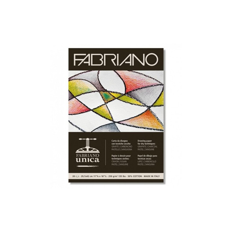 Materiais Belas Artes - Bloco Fabriano Unica 250 gr, 21x29.7cm (A4), 20 f. (branco) | totenart.com