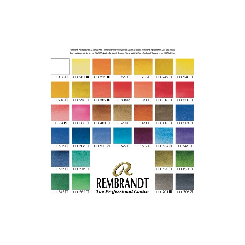 Materiais Belas Artes - Caixa de metal com 24 aquarelas Rembrandt | totenart.com\n