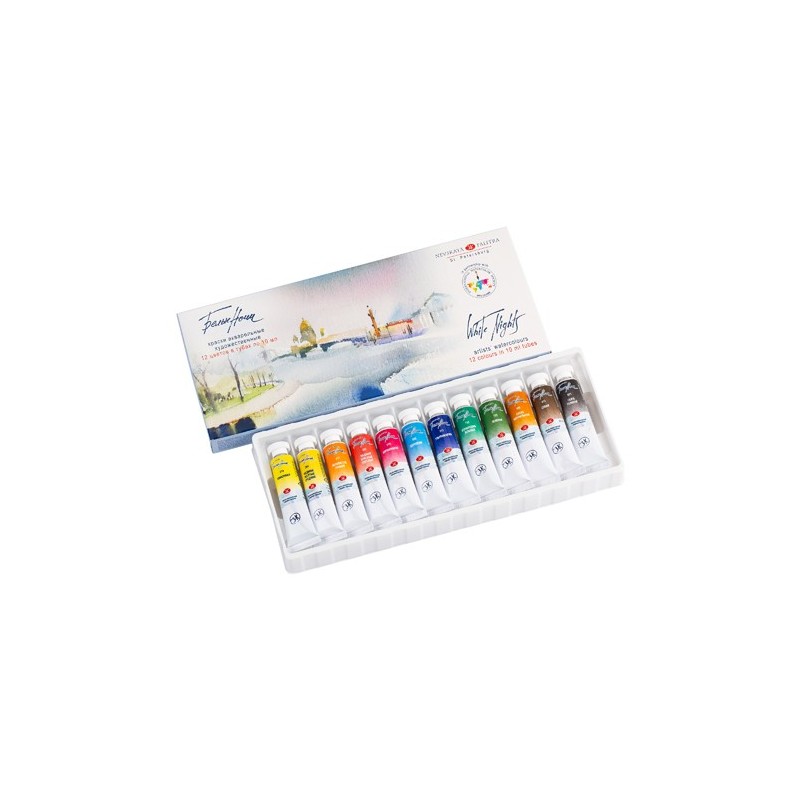 Materiais Belas Artes - Conjunto de 12 tubos de aquarela 10 ml, White Nights | totenart.com