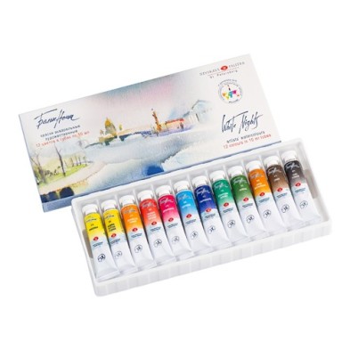 Materiais Belas Artes - Conjunto de 12 tubos de aquarela 10 ml, White Nights | totenart.com