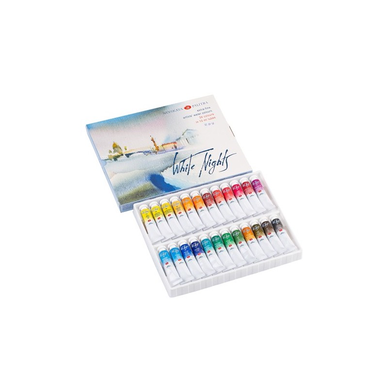 Materiais Belas Artes - Conjunto de 24 tubos de aquarela 10 ml, White Nights | totenart.com