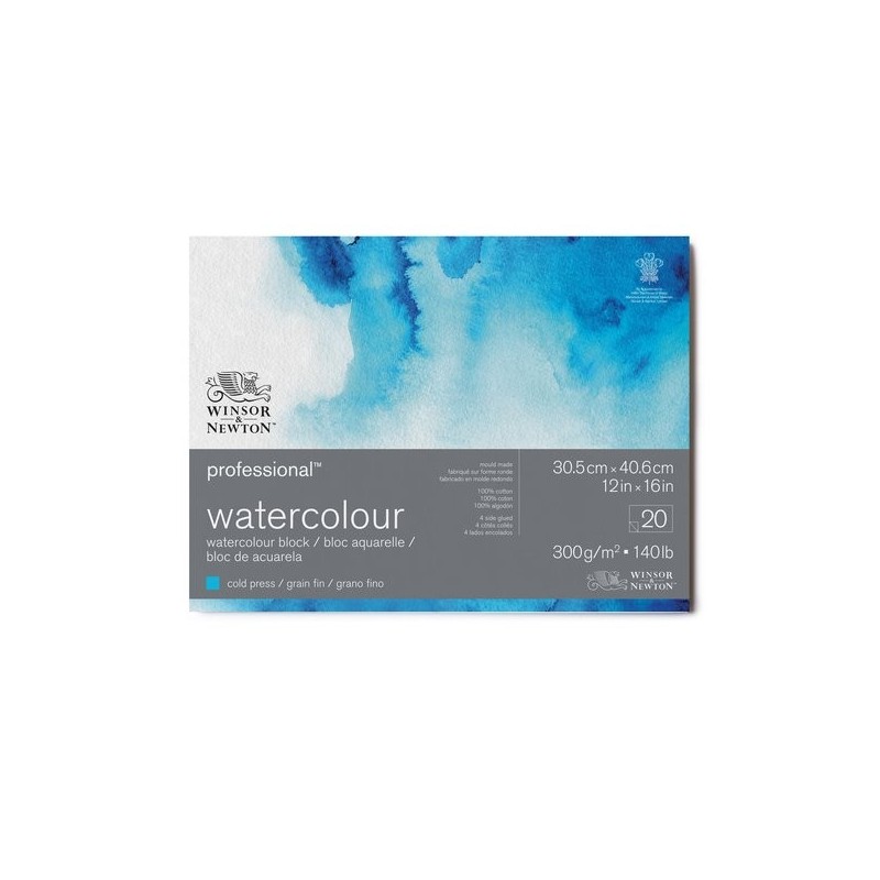 Materiais Belas Artes - Bloco acuarela, 20 f, 300 g, 30,5 x 40,6 cm, Winsor&Newton | totenart.com