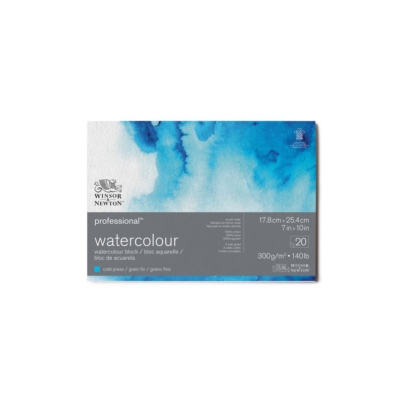 Materiais Belas Artes - Bloco acuarela, 20 f, 300 g,  17,8 x 25,4 cm, Winsor&Newton | totenart.com