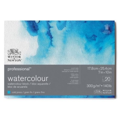 Materiais Belas Artes - Bloco acuarela, 20 f, 300 g,  17,8 x 25,4 cm, Winsor&Newton | totenart.com