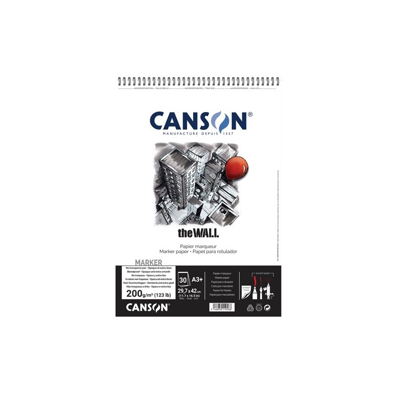 Materiais Belas Artes - Canson The Wall  200 gr, A3+, block 30 f. | totenart.com