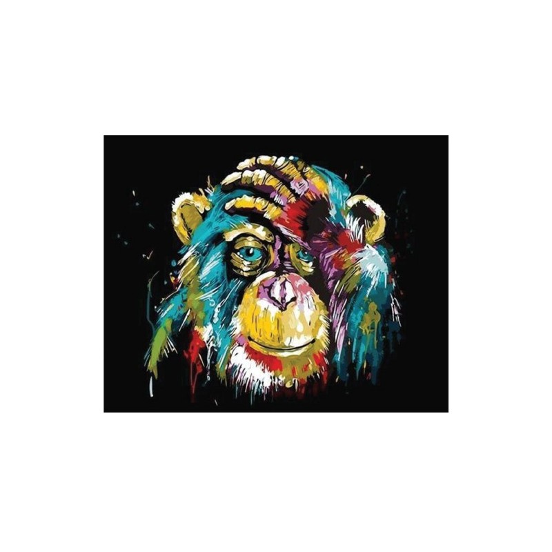 Materiais Belas Artes - Caixa kit pintura por números \"Babouin Pop Art\", 40x50cm, Figured\'Art | totenart.com