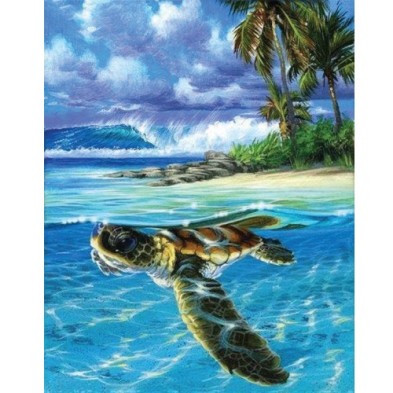 Materiais Belas Artes - Caixa kit pintura por números \"Tortue détendue\", 40x50cm, Figured\'Art | totenart.com