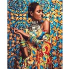 Materiais Belas Artes - Caixa kit pintura por números \"Femme en Habits traditionnels\", 40x50cm, Figured\'Art | totenart.com