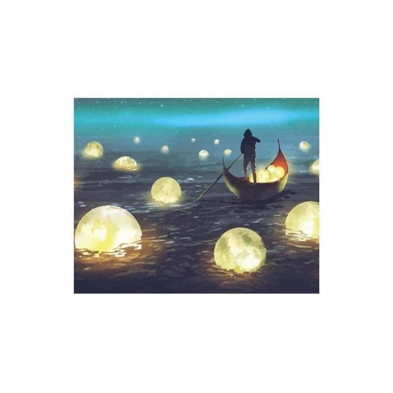 Materiais Belas Artes - Caixa kit pintura por números \"Lumières sur le Lac\", 40x50cm, Figured\'Art | totenart.com