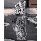 Materiais Belas Artes - Caixa kit pintura por números \"Chaton Reflet Tigre\", 40x50cm, Figured\'Art | totenart.com