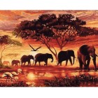 Materiais Belas Artes - Caixa kit pintura por números \"Eléphants au Coucher\", 40x50cm, Figured\'Art | totenart.com